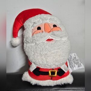 New Christmas Shaped Santa Faux Shearling Throw Pillow Red Wondershop